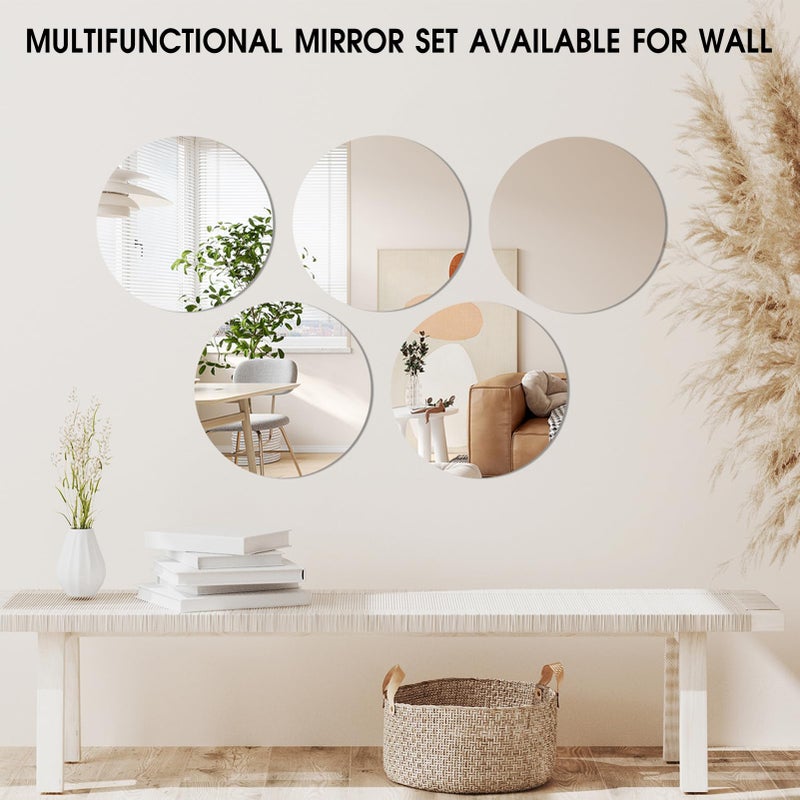 VASUHOME 10" Round Mirror Centerpieces for Tables, Glass Mirror Tray Set for Wedding and Party Decorations, Circle Mirror Plates with Smooth Edge and Cushioned Feet, 2mm Thick - Image 5
